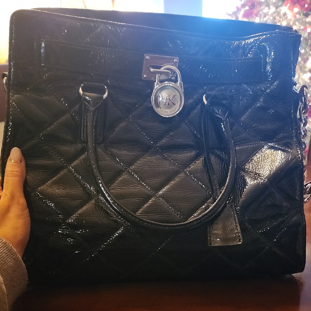 Michael Kors Hamilton Patent Quilted Shoulder Bag